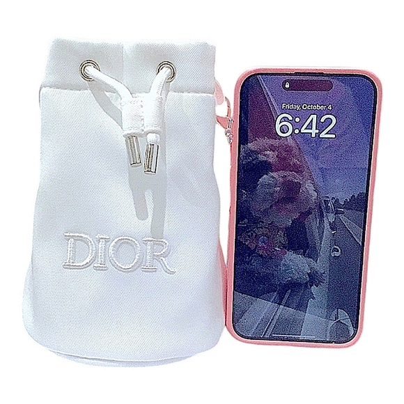 DIOR WHITE CANVAS POUCH W SILVER GROMMETS  BRAND NEW W LRG DIOR ENVELOPE - Picture 8 of 14